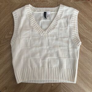 Divided Cream Knit V-Neck Sweater Vest
